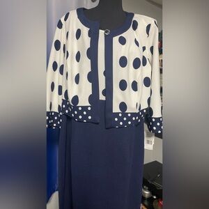 Blue and ivory dress with matching jacket